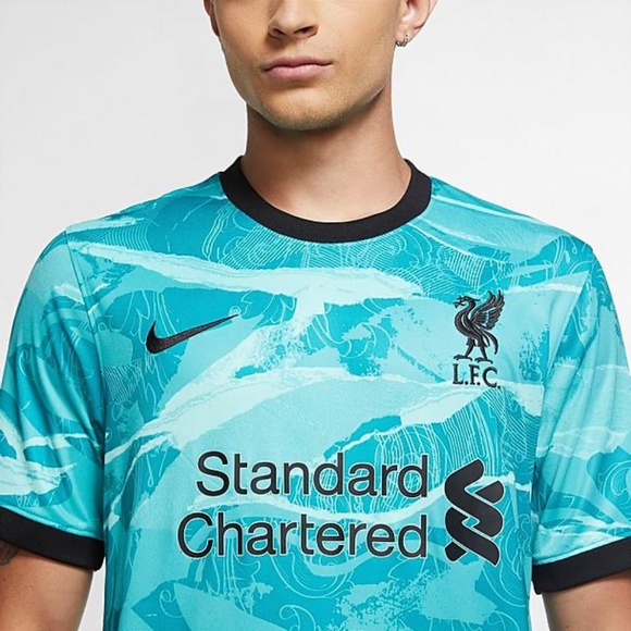Nike Liverpool FC 2020/21 Away Stadium Jersey CZ2635-354 (Hyper Turquoise/Black) - Picture 3 of 5